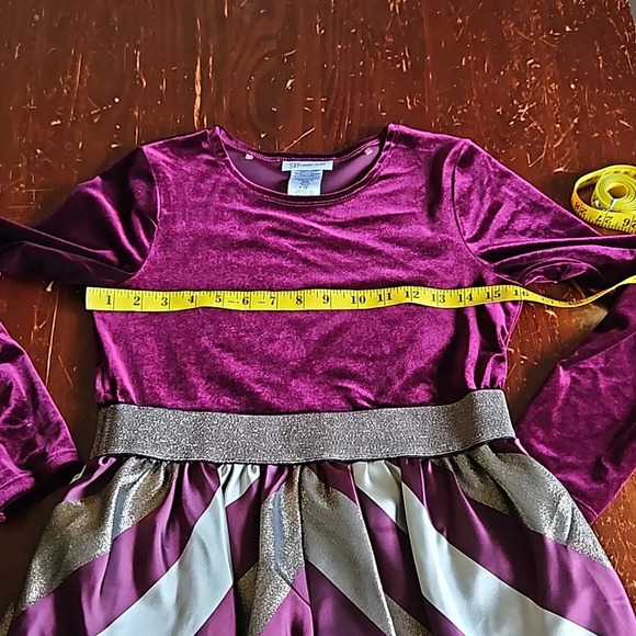 Bonnie Jean Girls 16 Holiday Dress Plum Purple Gold - Picture 7 of 9
